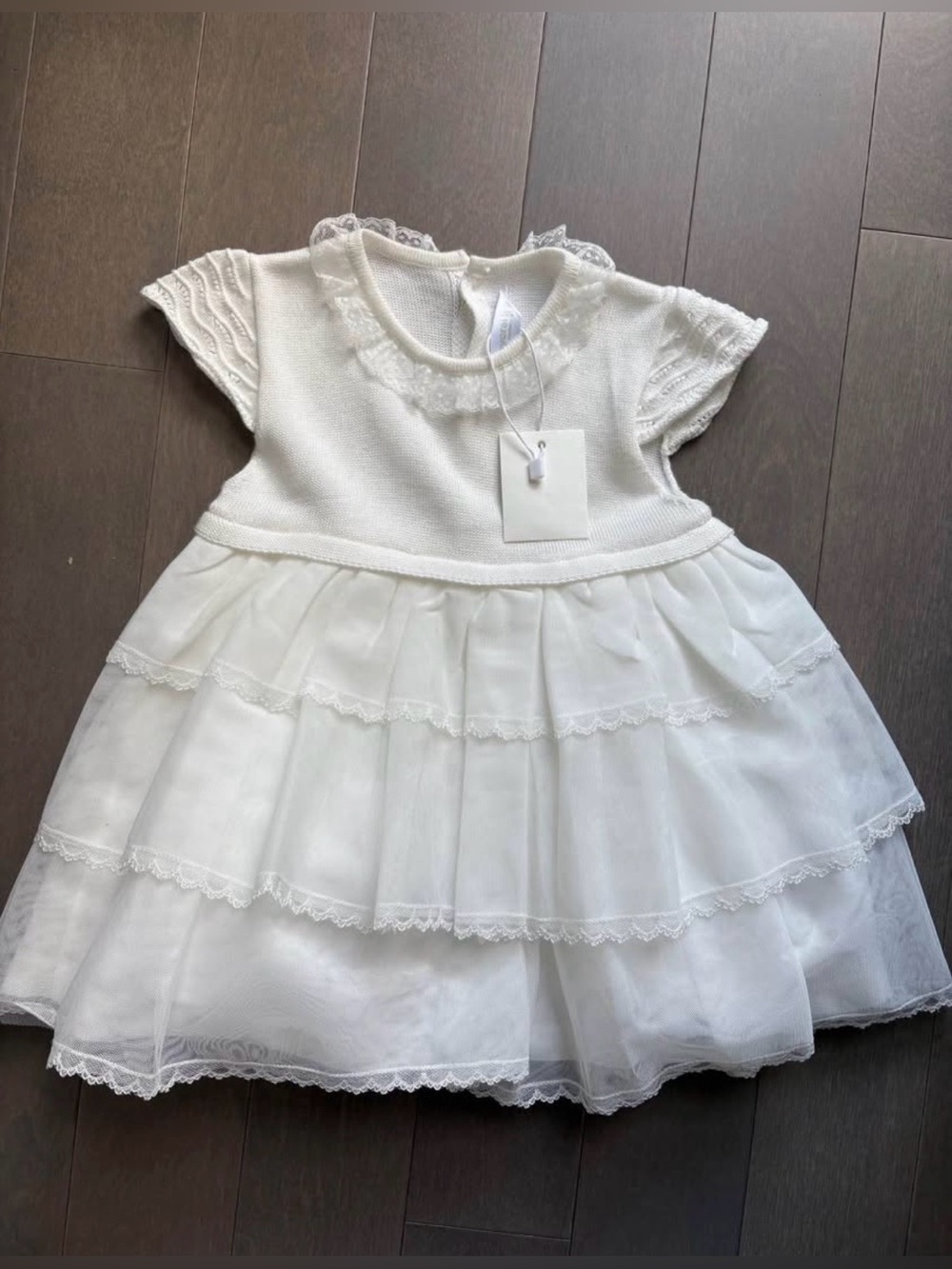 NWT Mayoral 18M Off-White Knit & Tulle Dress